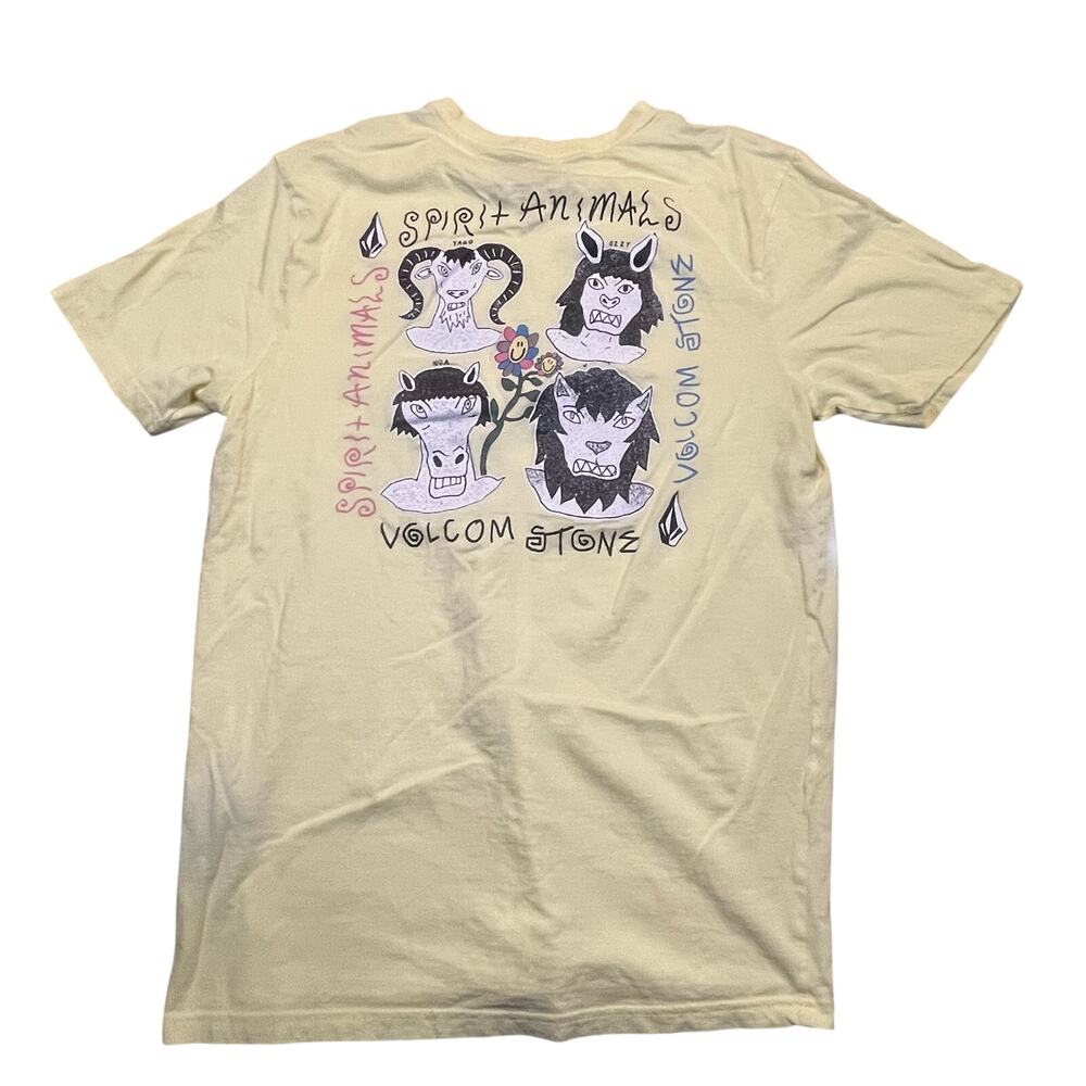 Volcom Spirit Animals Graphic Tee Yellow Organic Vintage Style Modern Fit Men S